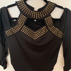 COPY - Black and gold shoulder out blouse